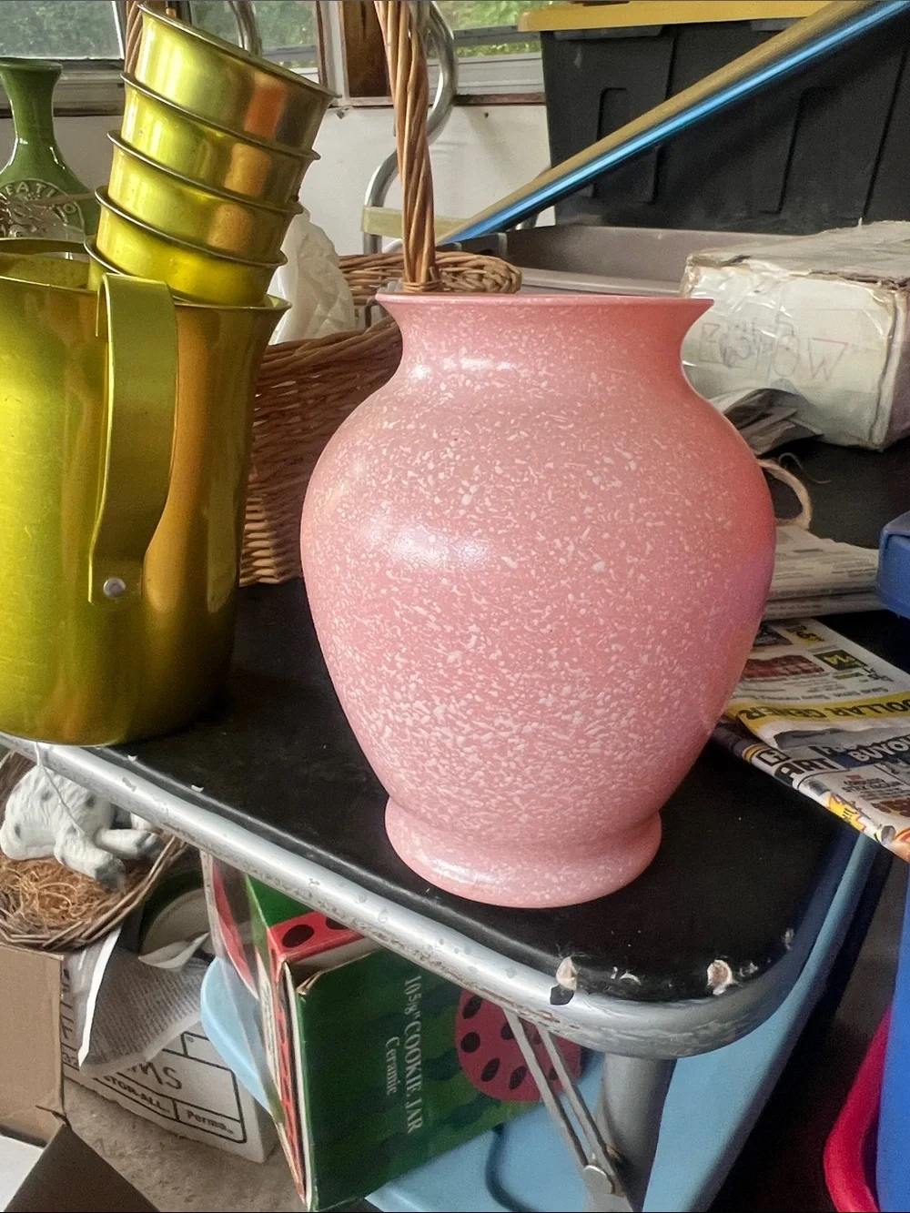 Vintage Pink Speckled Decorative Vase - Unbranded